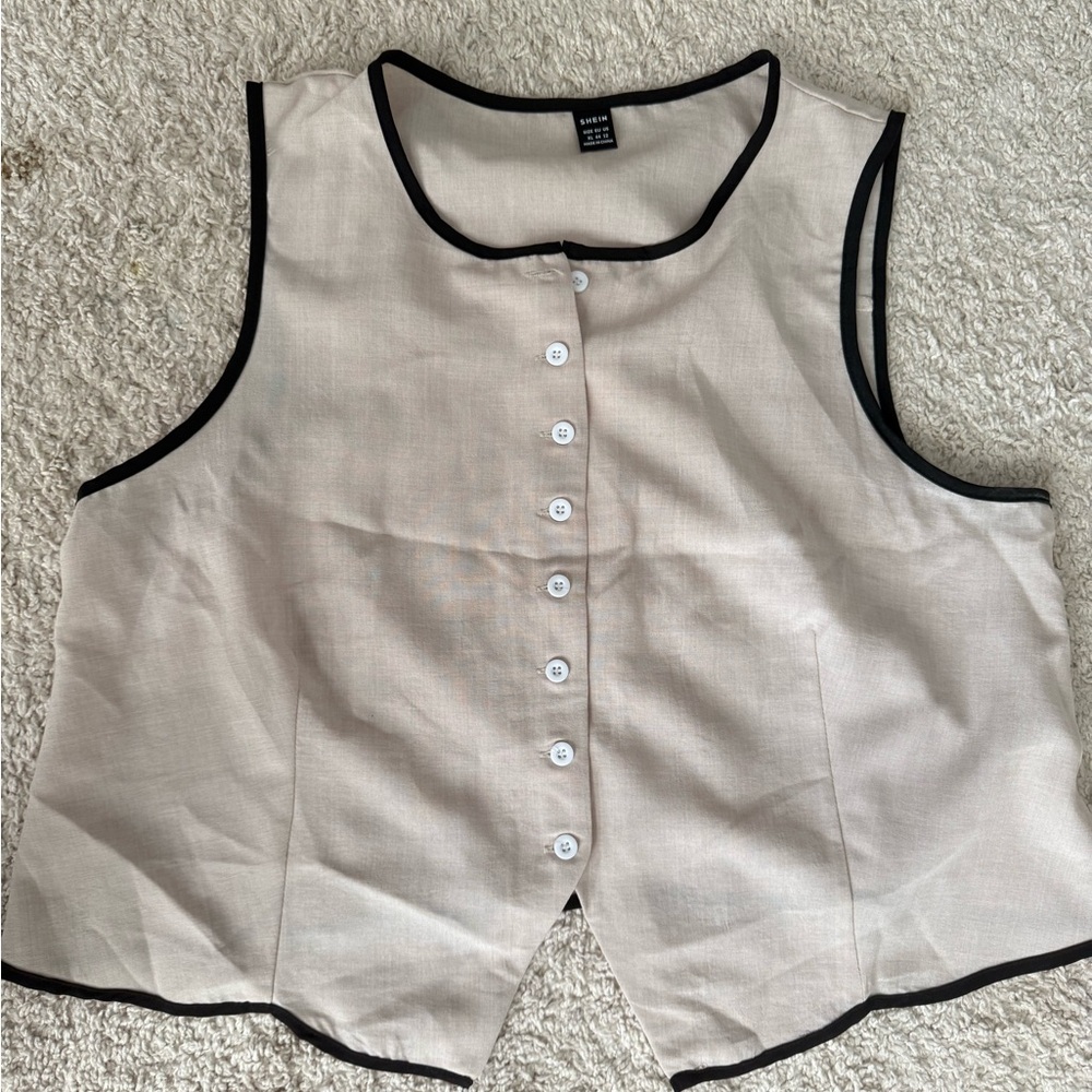 SHEIN Beige Tank Top with Black Trim and pants